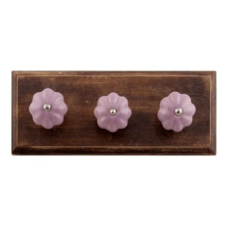 Lavender Ceramic Melon Wooden Hook